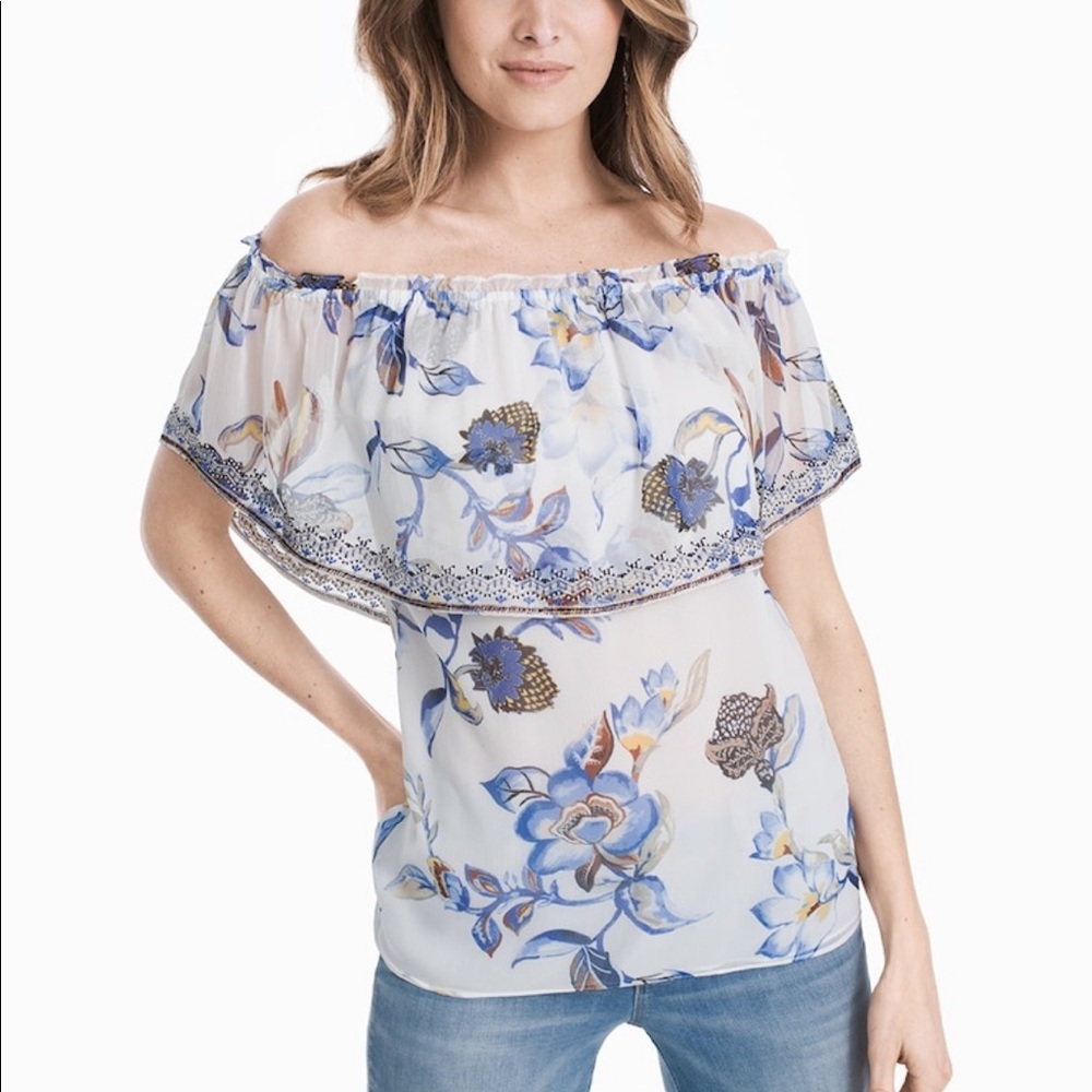 white House Black Market Bay Blooms Top XS